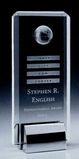 Custom Medium Crystal Tower Award w/ Globe, 3 1/2