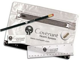 Custom Clear Translucent Pouch School Kit (Pencil/Plastic Ruler/Eraser/ Sharpener)