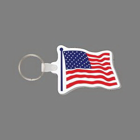 Custom Key Ring & Full Color Punch Tag W/ Tab - American Flag