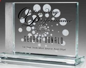 Custom Emphasize Starphire Glass Award, 6 3/8" W x 4 1/4" H x 2" D