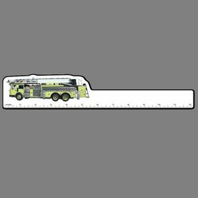12" Ruler W/ Full Color Neon Yellow Fire Truck