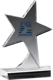 Custom Clear Standing Star Award (5"x 7"x 3/4") Screen-Printed