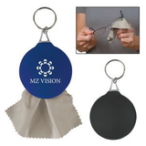 Custom Rubber Key Chain With Microfiber Cleaning Cloth, 2 1/2
