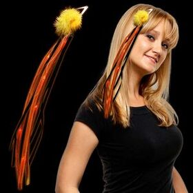 Blank Black And Orange LED Ribbon Fascinator Diva Hair Clip, 15" L