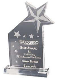 Custom Clear Acrylic Shooting Star Award (7 1/2"x10 1/2"x3/4") Laser Engraved
