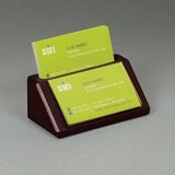 Custom Single Pocket Solid Oak Business Card Holder with Card Insert, 4 1/2