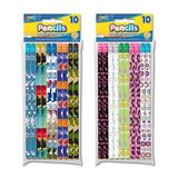 Blank 10 Pack of #2 Fashion Pencils (Boys & Girls Theme Sets) with Eraser