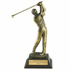 Custom Electroplated Antique Brass Male Golfing Trophy (12 1/2")