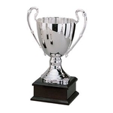 Custom 15" Silver Plated Trophy Cup w/ Wooden Base