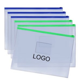 Custom Transparent Envelope File Holder with Zipper, 12.5" L x 9" W