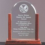 Custom Roman Arch Jade Glass Award w/ Wood Base & Sides (7 1/4