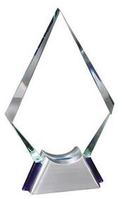 Blank Glass Spear Award Mounted in Brushed Aluminum Metal Base (5 3/4"x9 3/4")
