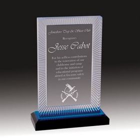 Custom Blue Carved Rectangle Impress Acrylic Award (8 3/4")