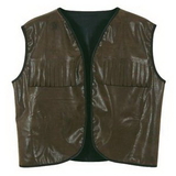 Custom Faux Brown Leather Western Vest w/ Fringe