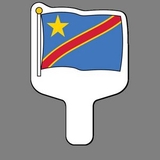 Custom Hand Held Fan W/ Full Color Democratic Republic Of Congo Flag, 7 1/2