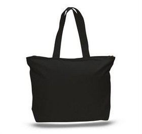 Custom Canvas Zipper Tote Bag, 20" W x 15" H x 5" D