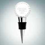 Custom Golf Ball Optical Crystal Wine Stopper, 3 7/8