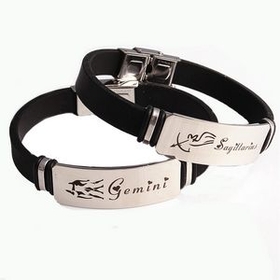 Custom Silicone Stainless Steel Bracelet, 8" L