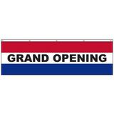 Custom Grand Opening 3' x 10' Message Flag with Heading and Grommets Across the Top