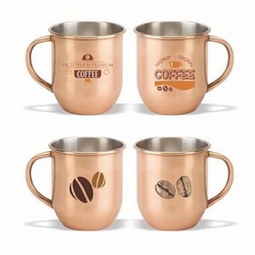 Coffee mug, 17 oz. Copper Color Plated Stainless Steel Mug, Personalised Mugs, Custom Mugs, 3.875" H x 3.5" Diameter x 2.25" Diameter