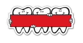 Custom 3.1-5 Sq. In. (B) Magnet - 3 Smiling Teeth Holding A Sign, 30mm Thick