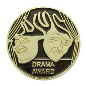 Blank Round Drama Award Pins, 1" Diameter