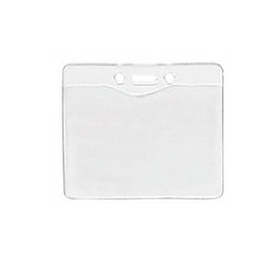 Custom Clear Vinyl Badge Holder - Horizontal Top Load - W/ Slot /Chain Holes, 4" W x 3" H