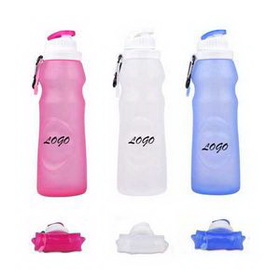 Custom 17OZ Silicone Collapsible Water Bottle, 9" L x 2 3/4" D
