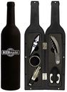 Custom 5 Piece Wine Tool Set In Bottle Look Black Case