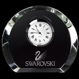 Custom Mini Designer Smooth Round Crystal Clock, 3 7/8