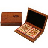 Custom Wood Double Deck Playing Card Box with Cards