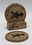 Custom 2-Piece Round Travertine-Texture Coaster Set w/Base w/Wash, 4" W x 4" D x .25" Thick, Price/piece