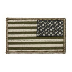 Blank Reversed Green U.S. American Flag Patch, 3.5" W x 2" H