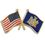 Blank New York & Usa Crossed Flag Pin, 1 1/8" W, Price/piece