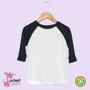 Custom The Laughing Giraffe 3/4 Sleeve Polyester Toddler Baseball T-Shirt - White/Black