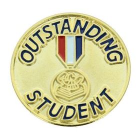 Blank Scholastic Award Pin (Gold Outstanding Student), 3/4" Diameter