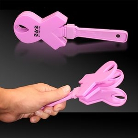 Custom 6 3/4" Pink Ribbon Hand Clappers