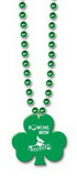 Bead Necklace w/ Shamrock Shaped Medallion w/ Custom Direct Pad Print on Medallion, 35 1/2