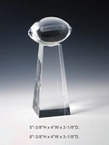 Custom Football Tower Optical Crystal Award Trophy., 5.375