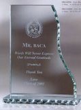 Custom Large Jade Glass Vertical Wave Award w/ Pearl Edge