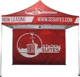 Custom 10X10 FT Aluminum Tent Frame w/ Canopy, Full Rear Wall & Carry bag on Wheels--Full color sublimated, 10' L x 10' W x 8' H