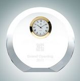 Custom Circle Silver Optical Crystal Clock, 4 1/4