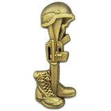 Blank Military-Battle Cross Final Tribute Pin - Antique Gold, 1 1/4
