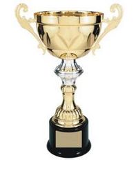 Custom Gold Plated Aluminum Cup Trophy w/ Plastic Base (14.5")