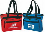 Custom Wide Gusset Poly Tote Bag w/ Built-in Briefcase Features