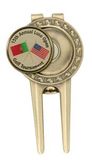 Custom Solid Brass Divot Tool w/ Spring Money Clip Back and Full Color Ball Marker