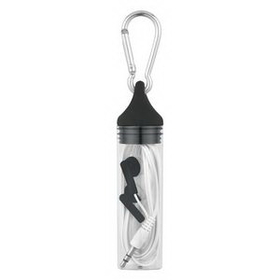 Custom Earbuds In Case With Carabiner, 4 1/2" W x 1" H