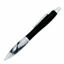 Custom Curved Black Pen with Marbleized Grip - Black (SCREENED)