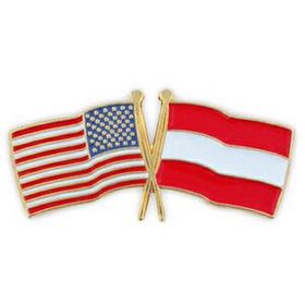 Blank Usa & Austria Flag Pin, 1 1/8" W X 1/2" H