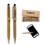 Custom Bamboo Stylus Ballpoint Pen with Deluxe Recyclable Paper Box, 6 7/8